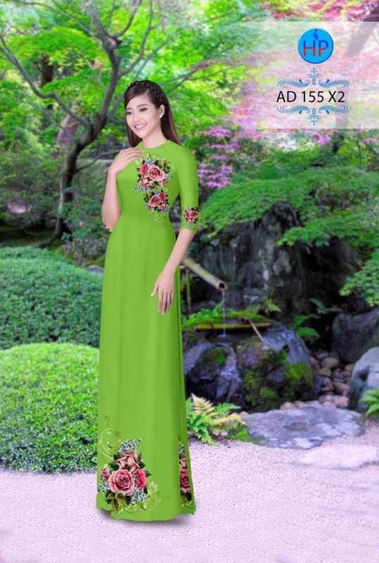 Vải áo dài hoa Hồng