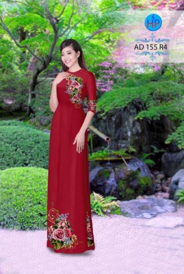 Vải áo dài hoa Hồng-DT 3046