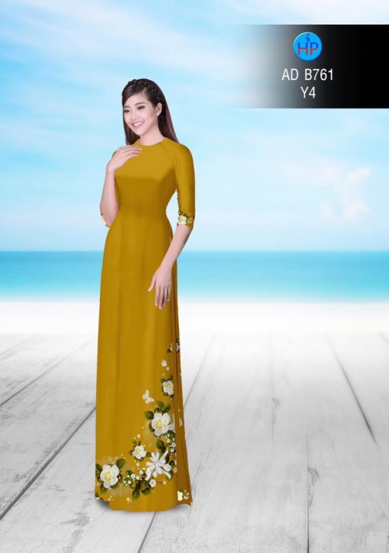 Vải áo dài hoa xéo tà dưới