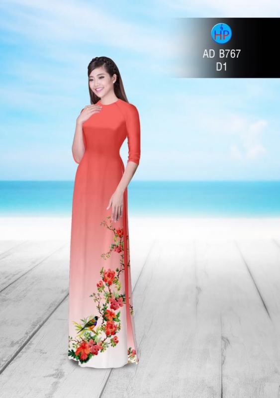 Vải áo dài hoa và chim