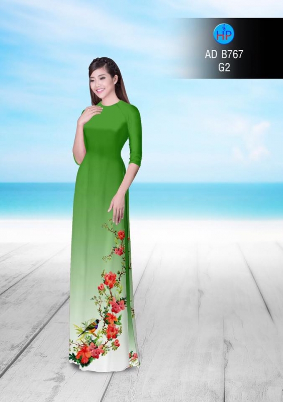 Vải áo dài hoa và chim