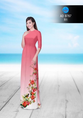 Vải áo dài hoa và chim-DT 3060