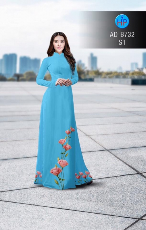 Vải áo dài cành hoa Hồng