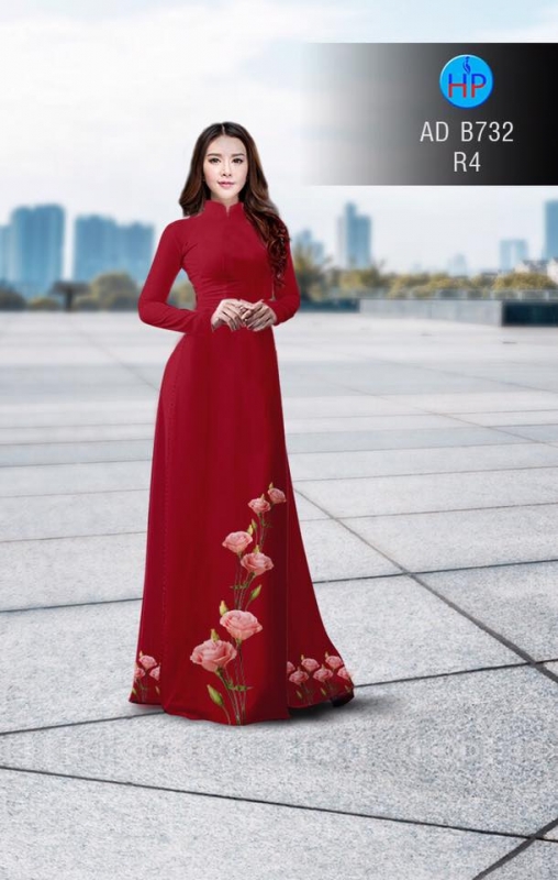 Vải áo dài cành hoa Hồng