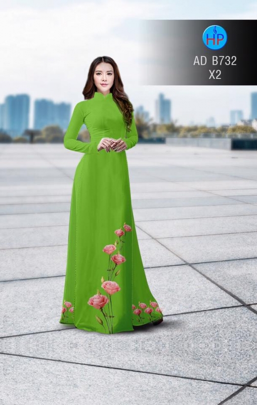 Vải áo dài cành hoa Hồng