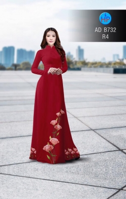 Vải áo dài cành hoa Hồng-DT 3063