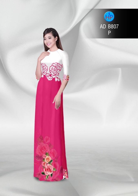 Vải áo dài hoa Hồng