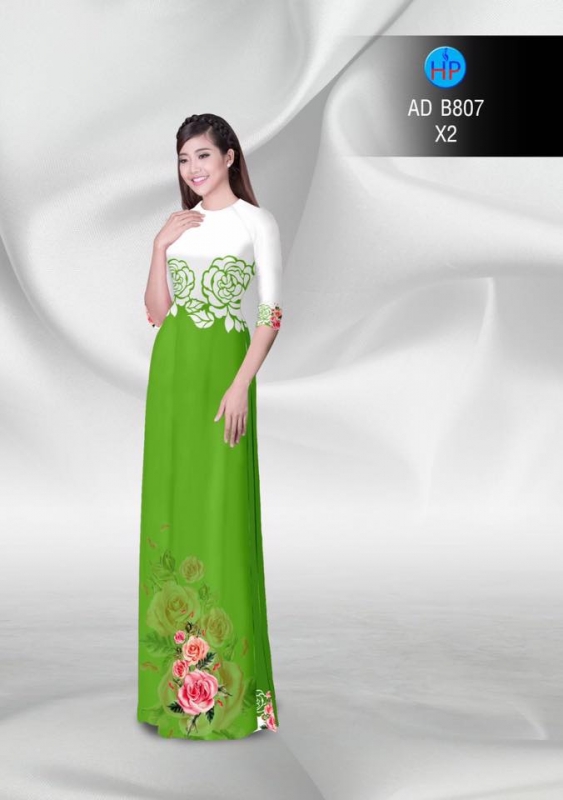 Vải áo dài hoa Hồng