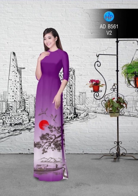 Vải áo dài cảnh non nước