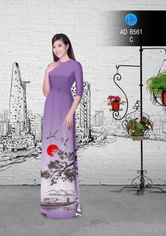 Vải áo dài cảnh non nước