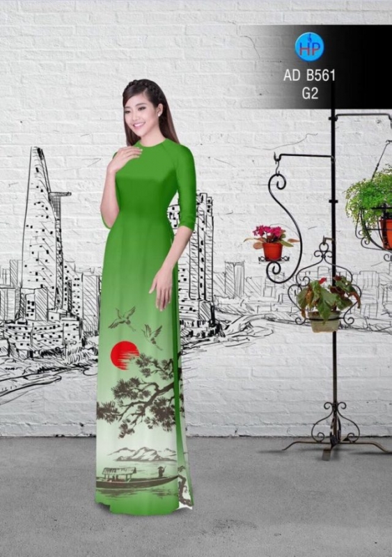 Vải áo dài cảnh non nước
