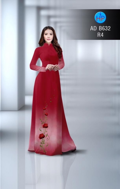 Vải áo dài hoa Hồng