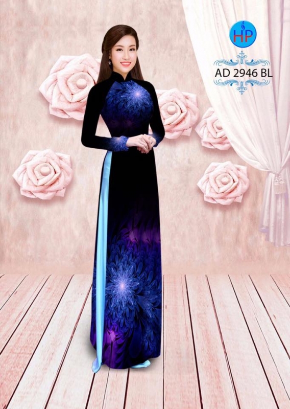 Vải áo dài hoa cúc 3D