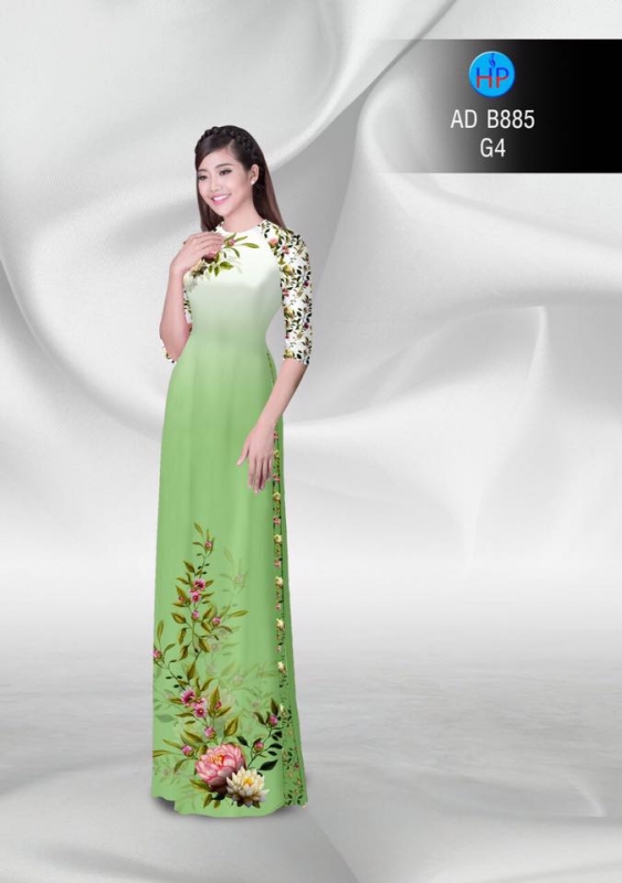 Vải áo dài hoa trên dưới