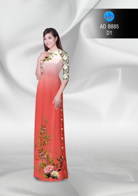Vải áo dài hoa trên dưới-DT 3150