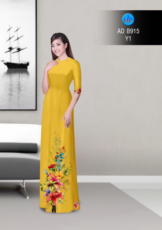 Vải áo dài hoa Ly