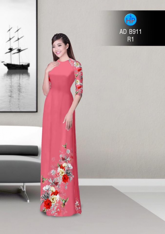 Vải áo dài hoa và chim