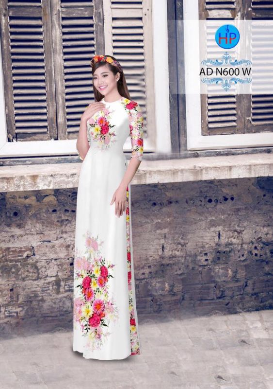 Vải áo dài hoa chùm nhỏ