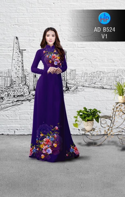 Vải áo dài hoa Hồng Vải áo dài hoa Hồng