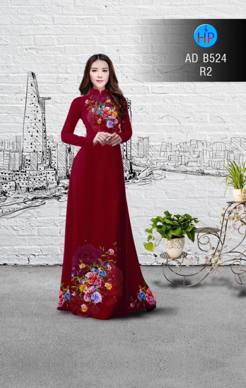 Vải áo dài hoa Hồng Vải áo dài hoa Hồng