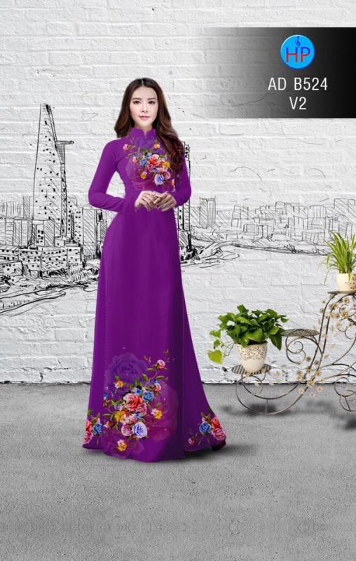 Vải áo dài hoa Hồng Vải áo dài hoa Hồng