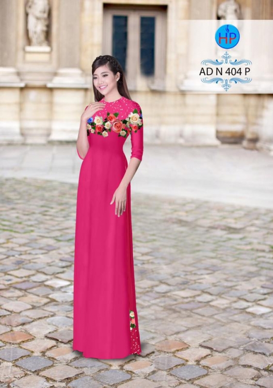 Vải áo dài hoa Hồng