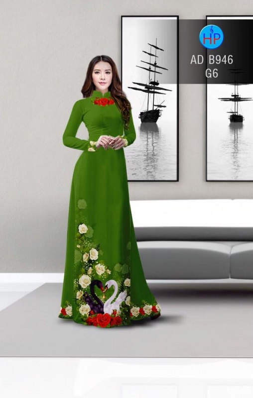 Vải áo dài hoa Hồng và Thiên Nga