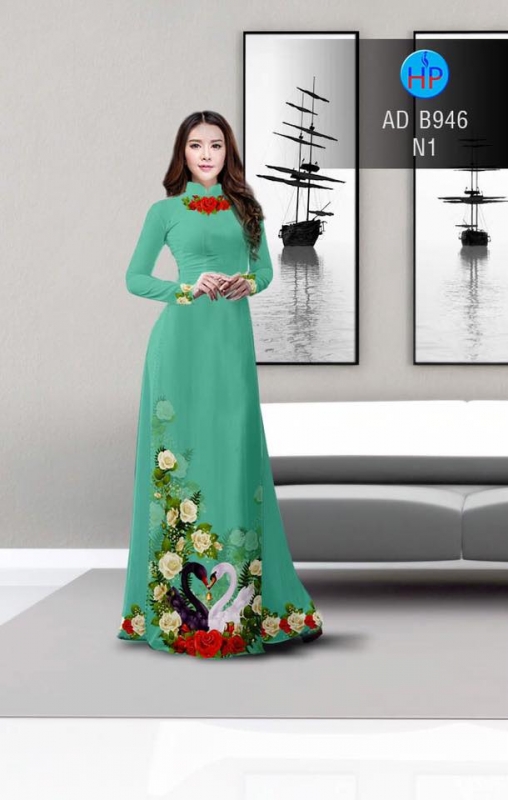 Vải áo dài hoa Hồng và Thiên Nga