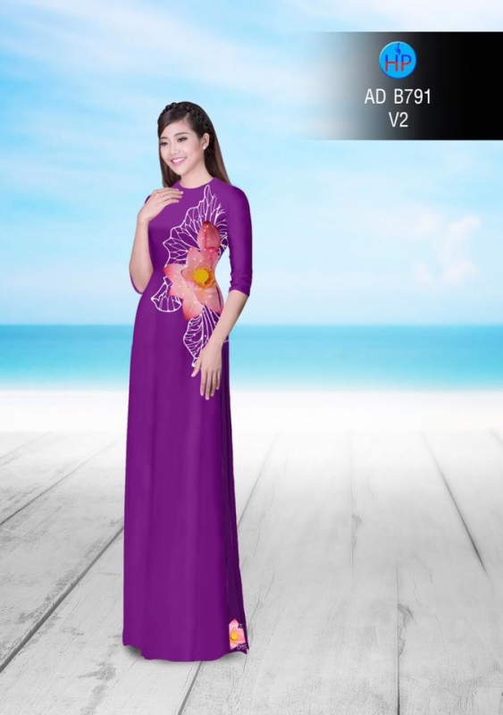 Vải áo dài hoa Sen ngang hông