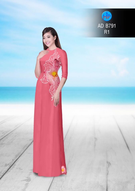 Vải áo dài hoa Sen ngang hông