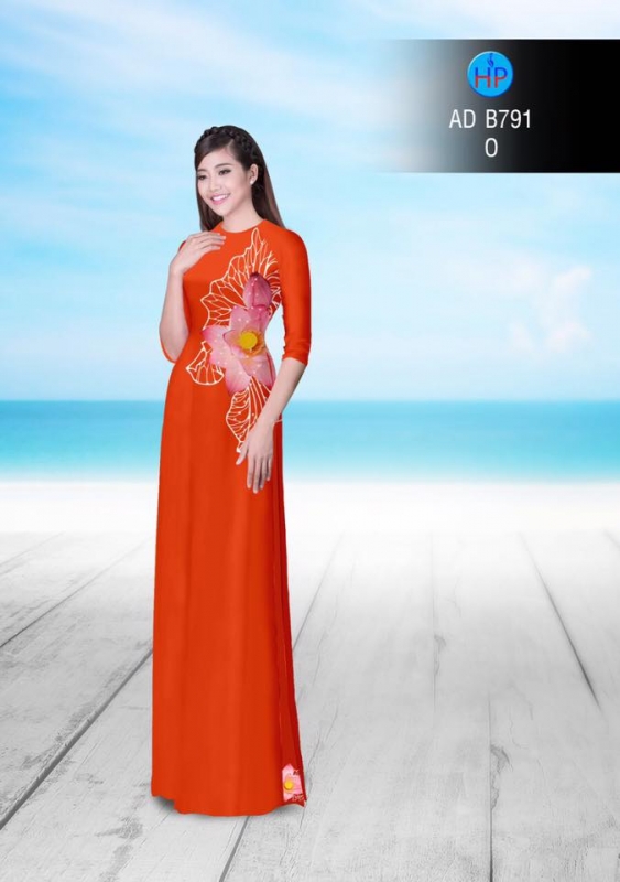 Vải áo dài hoa Sen ngang hông