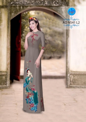 Vải áo dài hình thiếu nữ-DT 3201