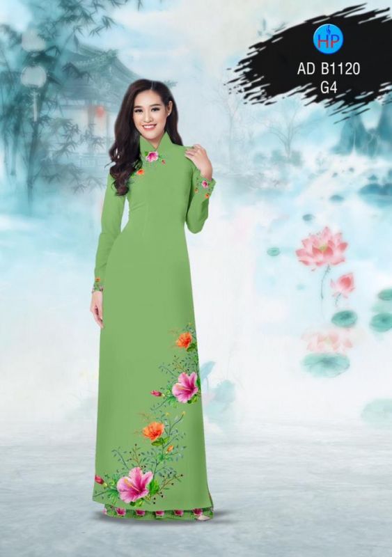 Vải áo dài hoa Râm Bụt
