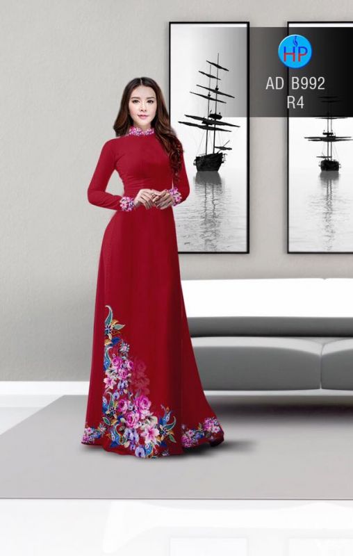 Vải áo dài hoa chùm tà dưới