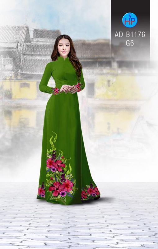 Vải áo dài hoa Râm Bụt