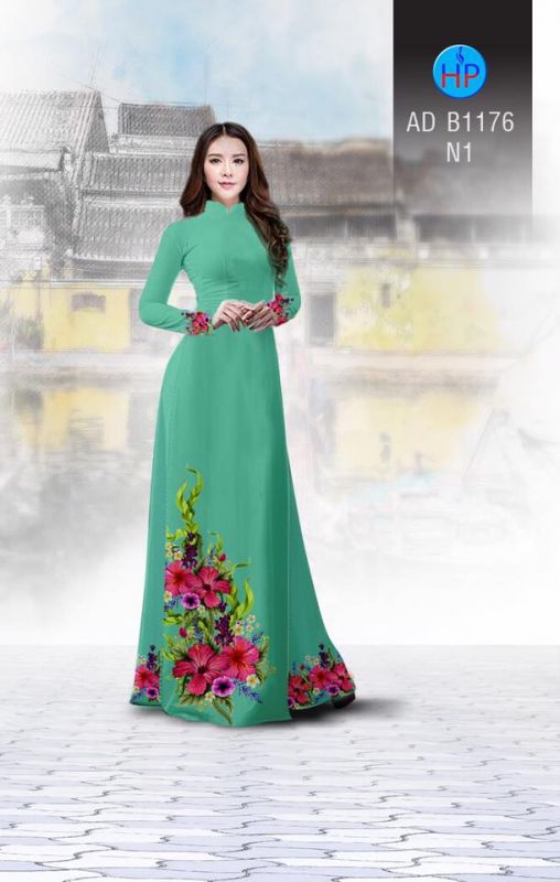 Vải áo dài hoa Râm Bụt