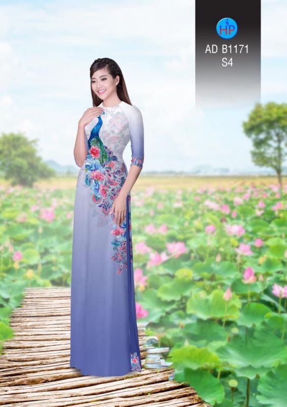 Vải áo dài chim Công