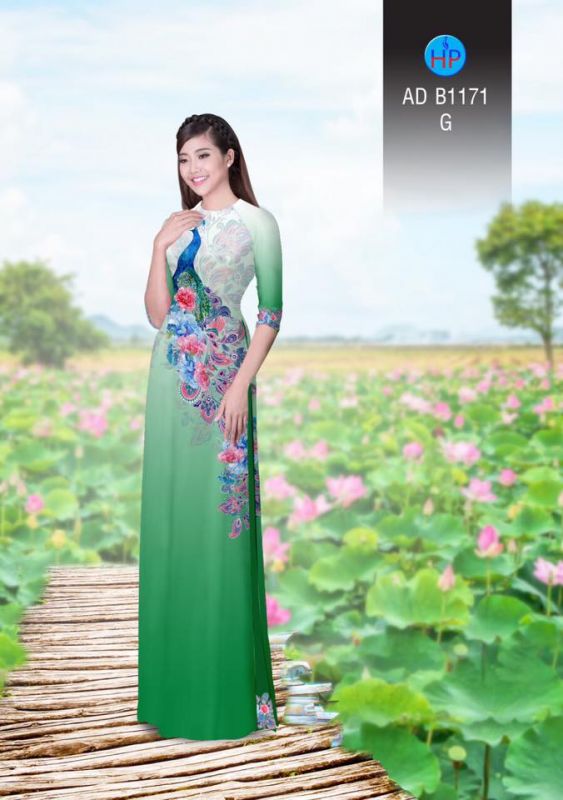 Vải áo dài chim Công