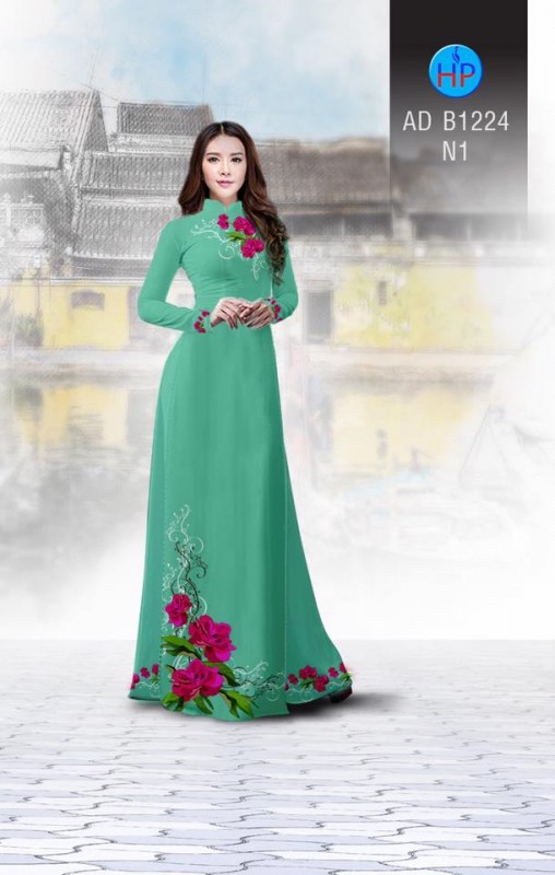 Vải áo dài hoa Hồng
