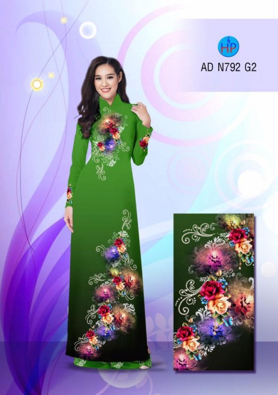 Vải áo dài hoa chùm 3D