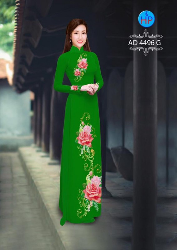 Vải áo dài hoa Hồng