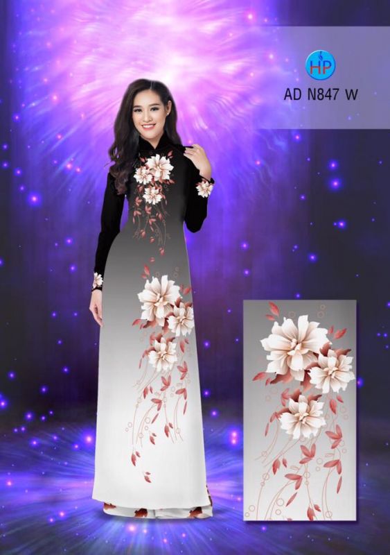 Vải áo dài hoa 3D Vải áo dài hoa 3D