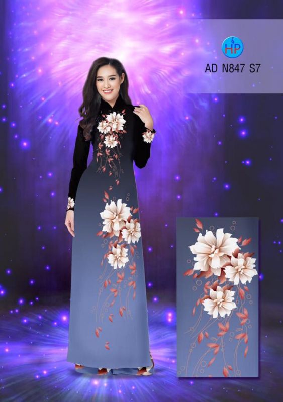 Vải áo dài hoa 3D Vải áo dài hoa 3D