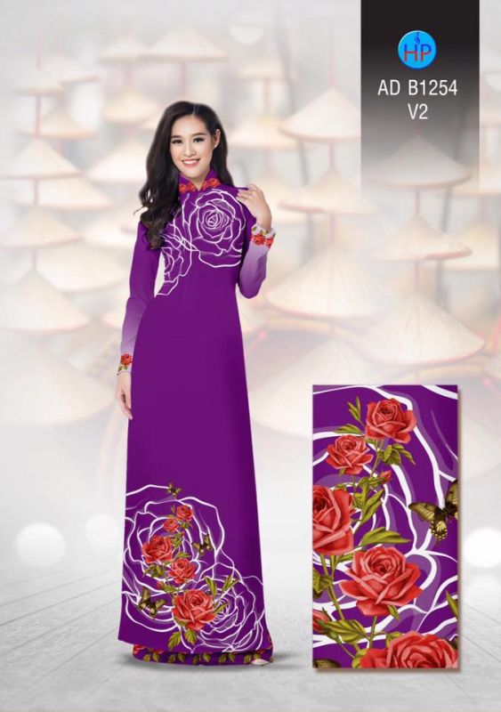 Vải áo dài hoa Hồng