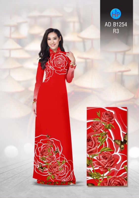 Vải áo dài hoa Hồng