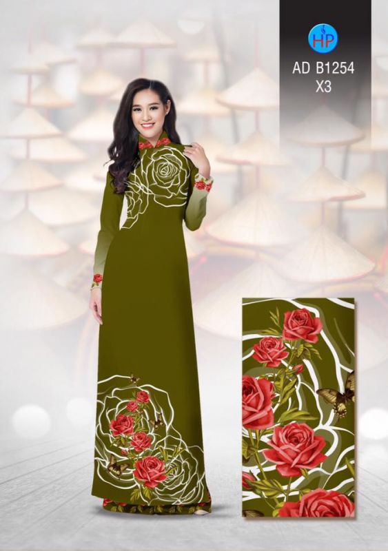 Vải áo dài hoa Hồng