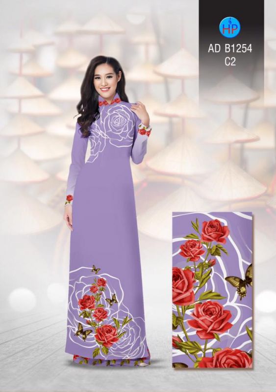 Vải áo dài hoa Hồng
