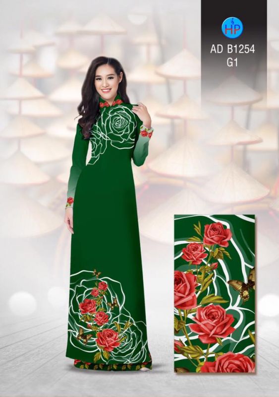 Vải áo dài hoa Hồng