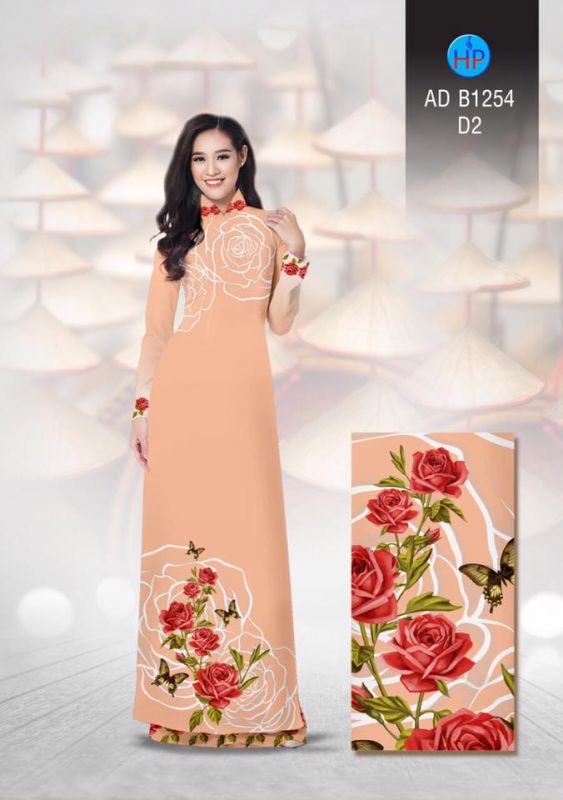 Vải áo dài hoa Hồng