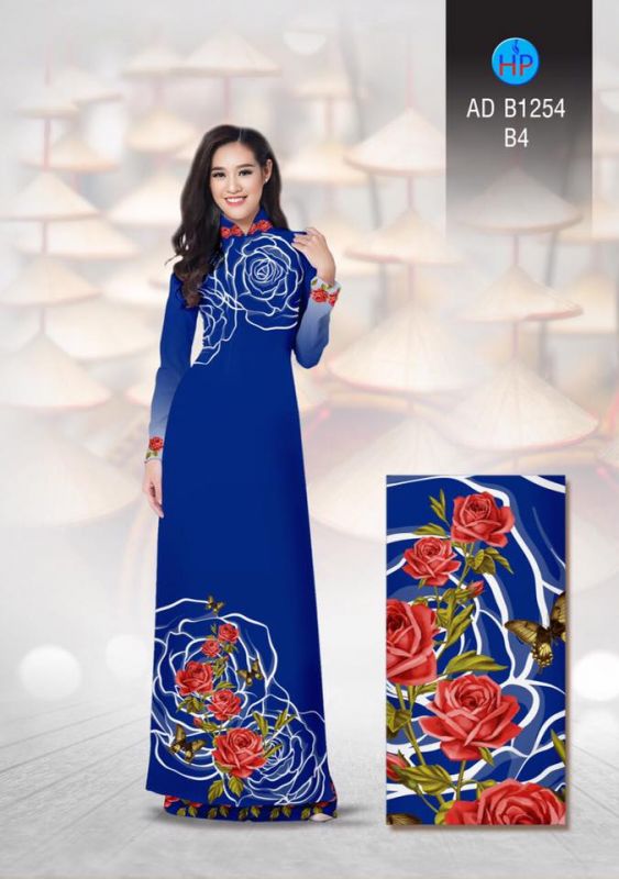 Vải áo dài hoa Hồng